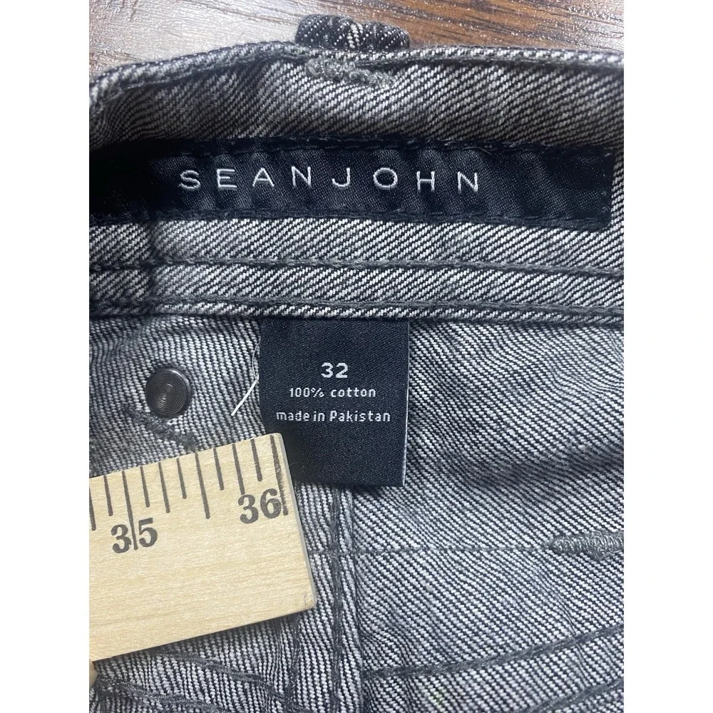 Vintage Sean John Baggy Shorts Jorts Mens 32 Black Denim Long Y2K Wide Leg 2000s